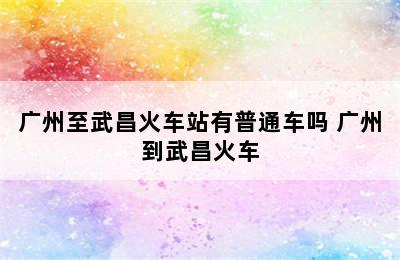 广州至武昌火车站有普通车吗 广州到武昌火车